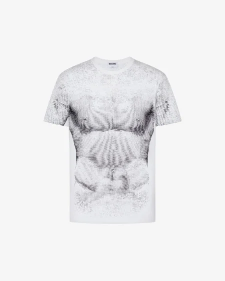 Camiseta Blanca Estampado Cuerpo Moschino Hombre