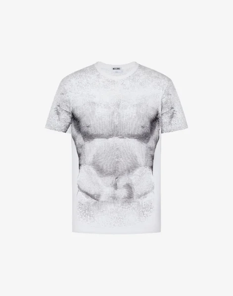 Camiseta Blanca Estampado Cuerpo Moschino Hombre