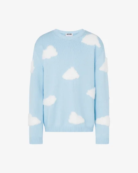 Sweater Moschino Celeste con Nubes