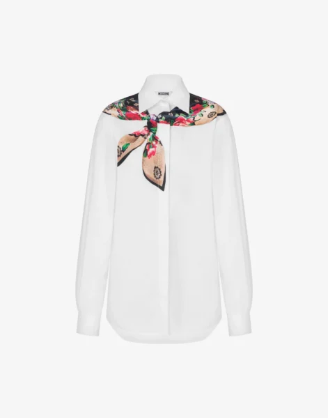 Camisa Blanca con Pañuelo Floral Moschino Mujer