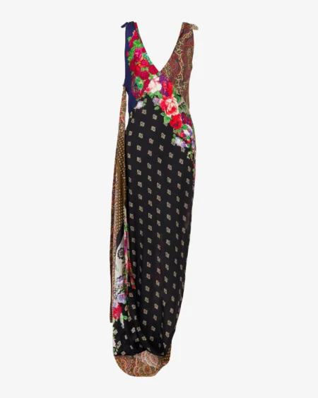 Vestido Largo Floral y Paisley Multicolor Moschino