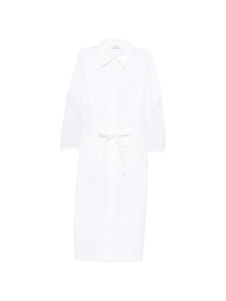 Vestido Camisero Blanco con Mangas Transparentes Peserico