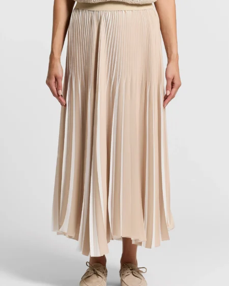 Falda Midi Plisada Beige Peserico