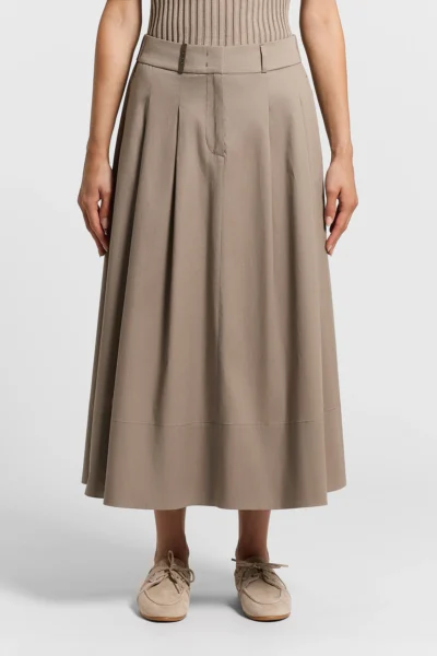 Falda Midi Beige con Pliegues Peserico