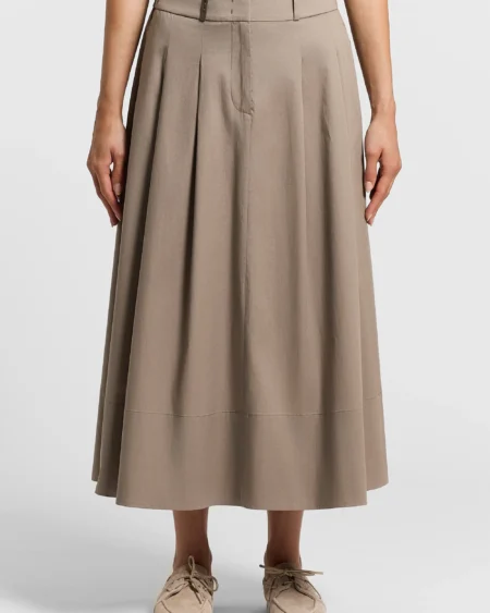 Falda Midi Beige con Pliegues Peserico