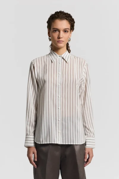 Camisa Blanca con Rayas Verticales Peserico