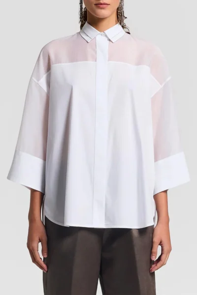 Camisa Blanca Oversize con Transparencias Peserico