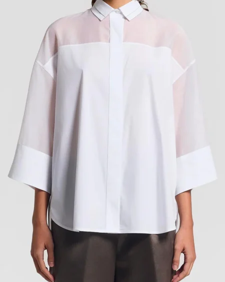 Camisa Blanca Oversize con Transparencias Peserico